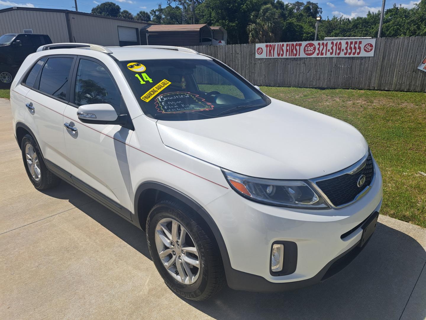 2014 White /BLACK Kia Sorento LX 2WD (5XYKT3A67EG) with an 2.4L L4 DOHC 16V engine, 6-Speed Automatic transmission, located at 1181 Aurora Rd, Melbourne, FL, 32935, (321) 241-1100, 28.132914, -80.639175 - Photo#2